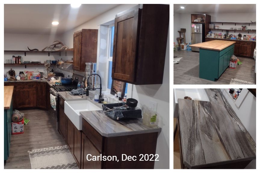 A kitchen is being remodeled in carlson , dec 2022.