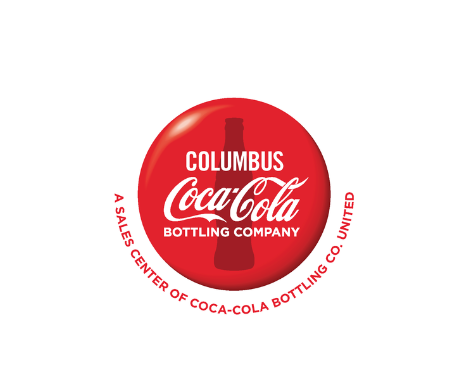 Red Columbus Coca-Cola Bottling Company logo with circular “Sales Center” text on white background