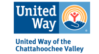 United Way of the Chattahoochee Valley logo with blue text and orange-blue heart hands icon