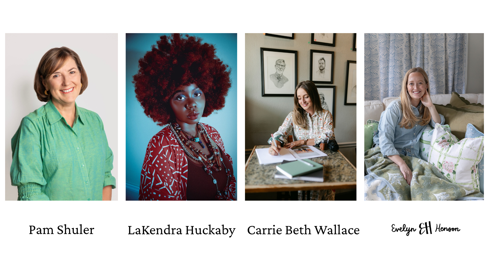 Four portrait photos of women with names beneath each image.