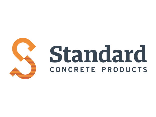 Standard Concrete Products logo with orange “S” icon and dark gray text on white background
