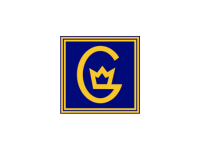 Blue and gold square logo with a stylized crown-like G letter