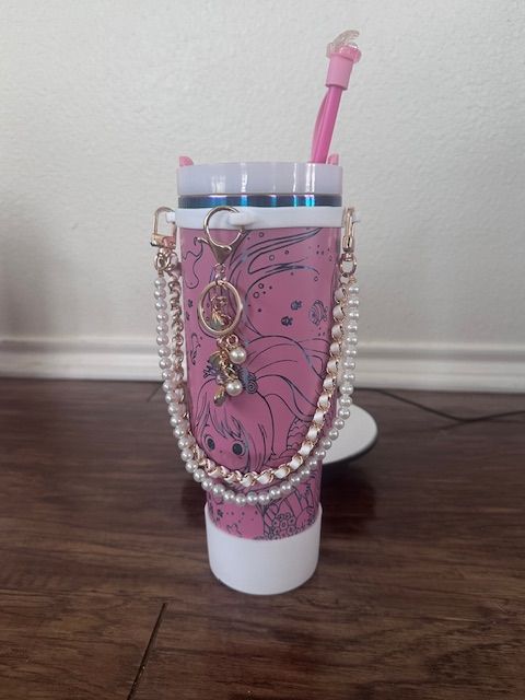 40 oz Pink Mermaid Themed Tumbler