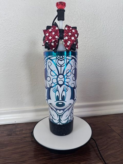 40 oz White & Rainbow Mini Mouse Themed Tumbler