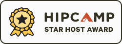Hipcamp Star Host Award badge with a star, and logo.