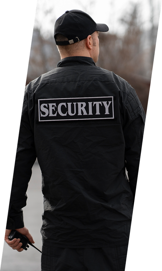 Security guard in black uniform with