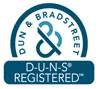 Dun & Bradstreet logo with blue and white lettering,