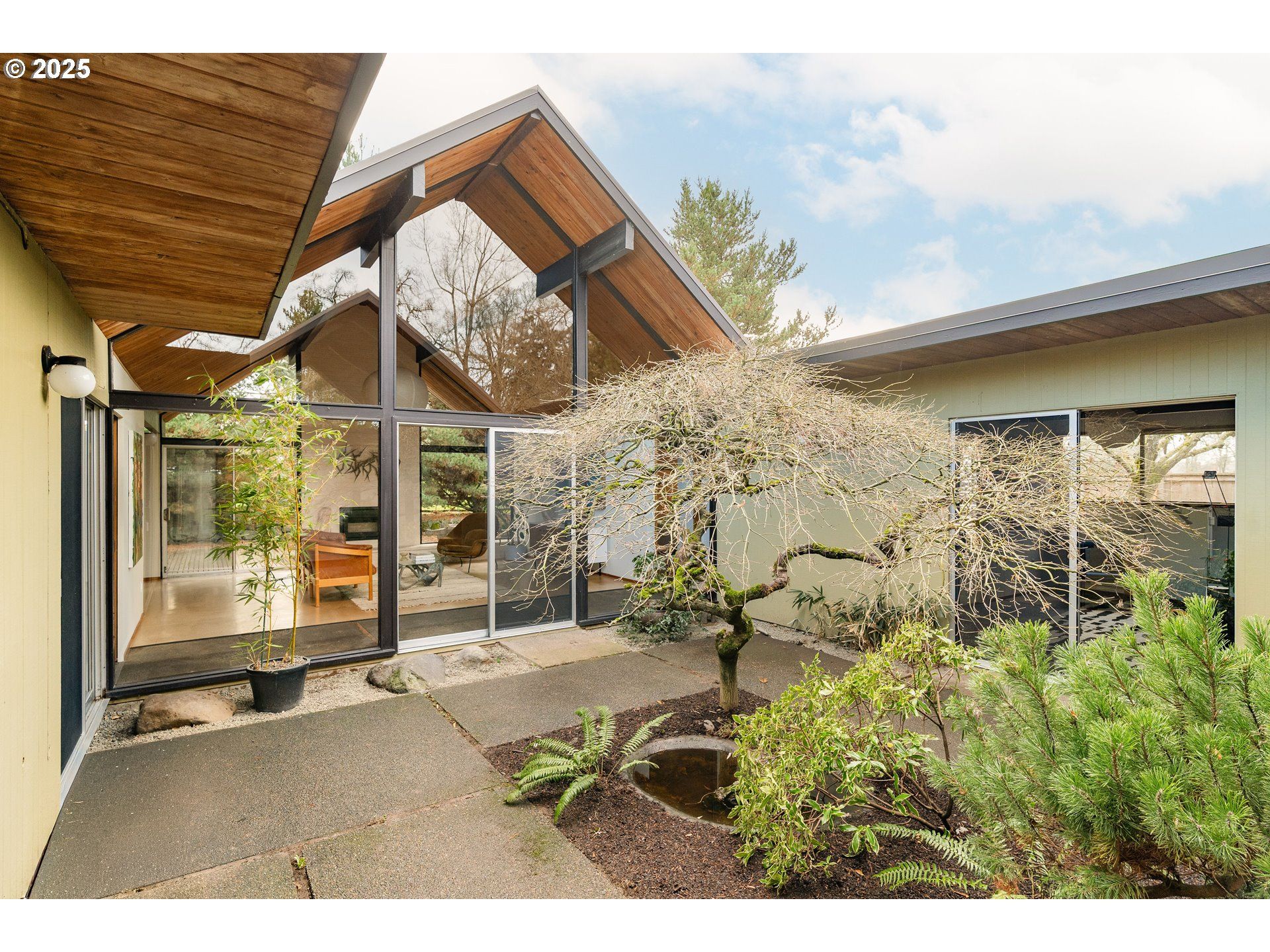 Portland mid-century modern house with a Japanese garden