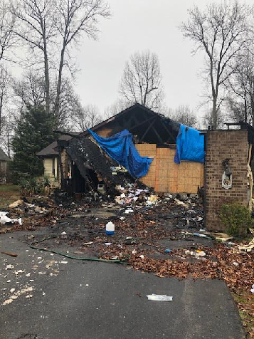 front of the house fire damage