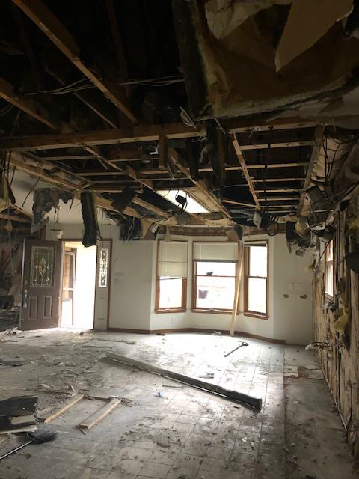 front of the house fire damage