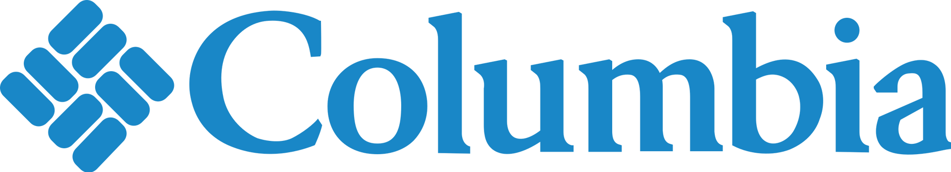 Columbia sportswear logo in blue.