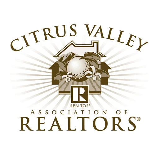 Citrus Valley Association of Realtors logo with house, sunburst, and citrus fruit emblem