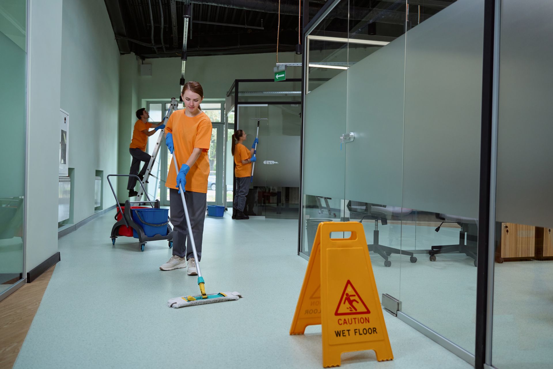 Workers Cleaning the Room — Wedgefield, WA — Unicorn Cleaning & Gardening Services Pty Ltd