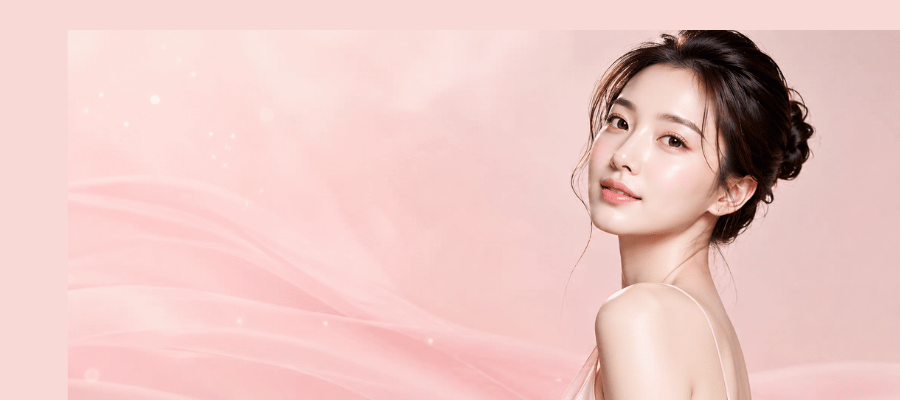 Woman with clear, glowing skin
