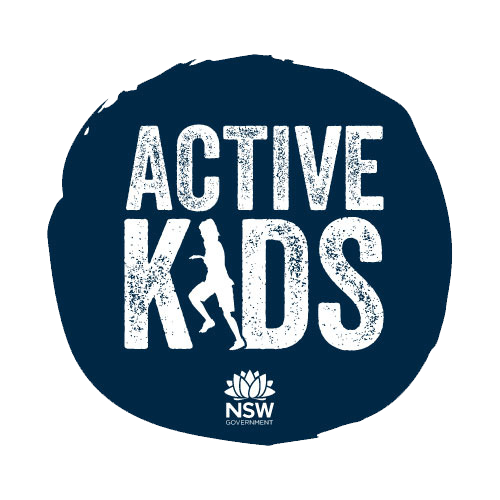 A blue circle with the words active kids written on it-Swim School In Valentine, NSW