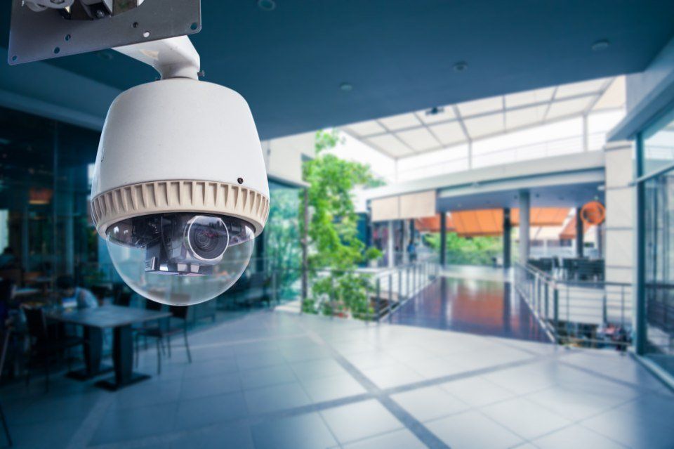 A camera in a commercial area