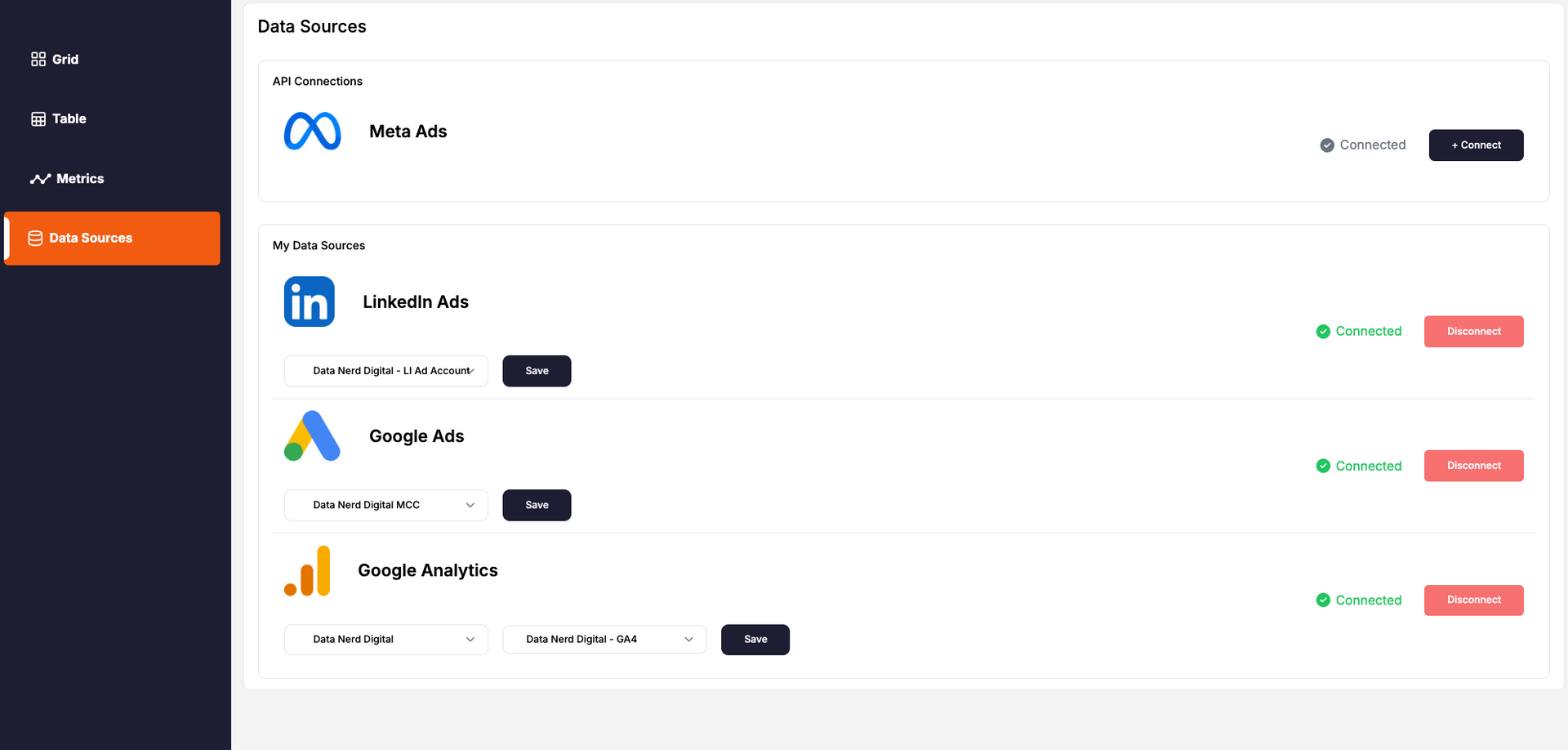 A screenshot of a dashboard with a list of apps.