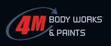4M Body Works & Paints logo in red, gray, and white on a dark background