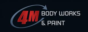 4M Body Works & Paints logo in red, gray, and white on a dark background