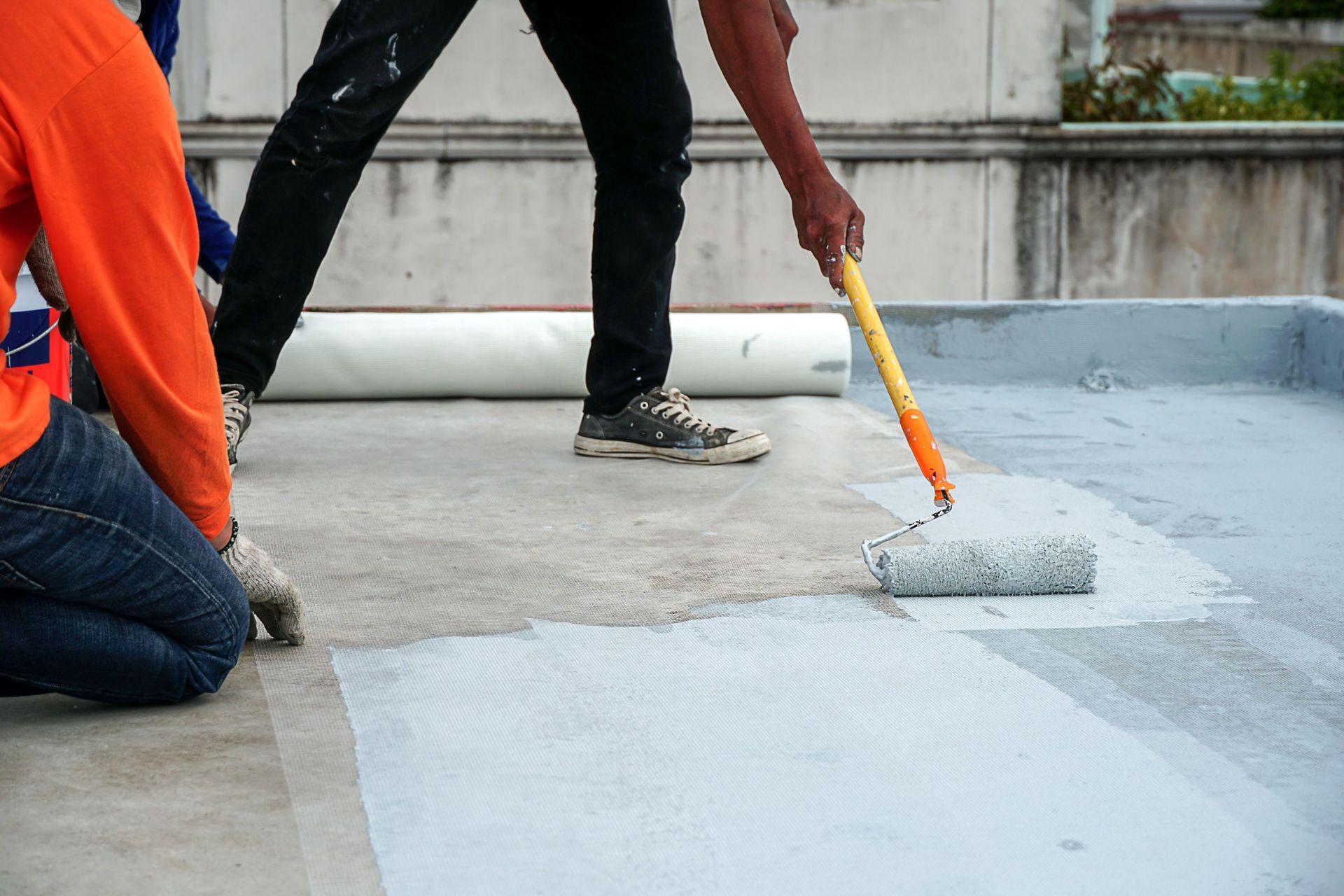 hand painted gray flooring paint rollers