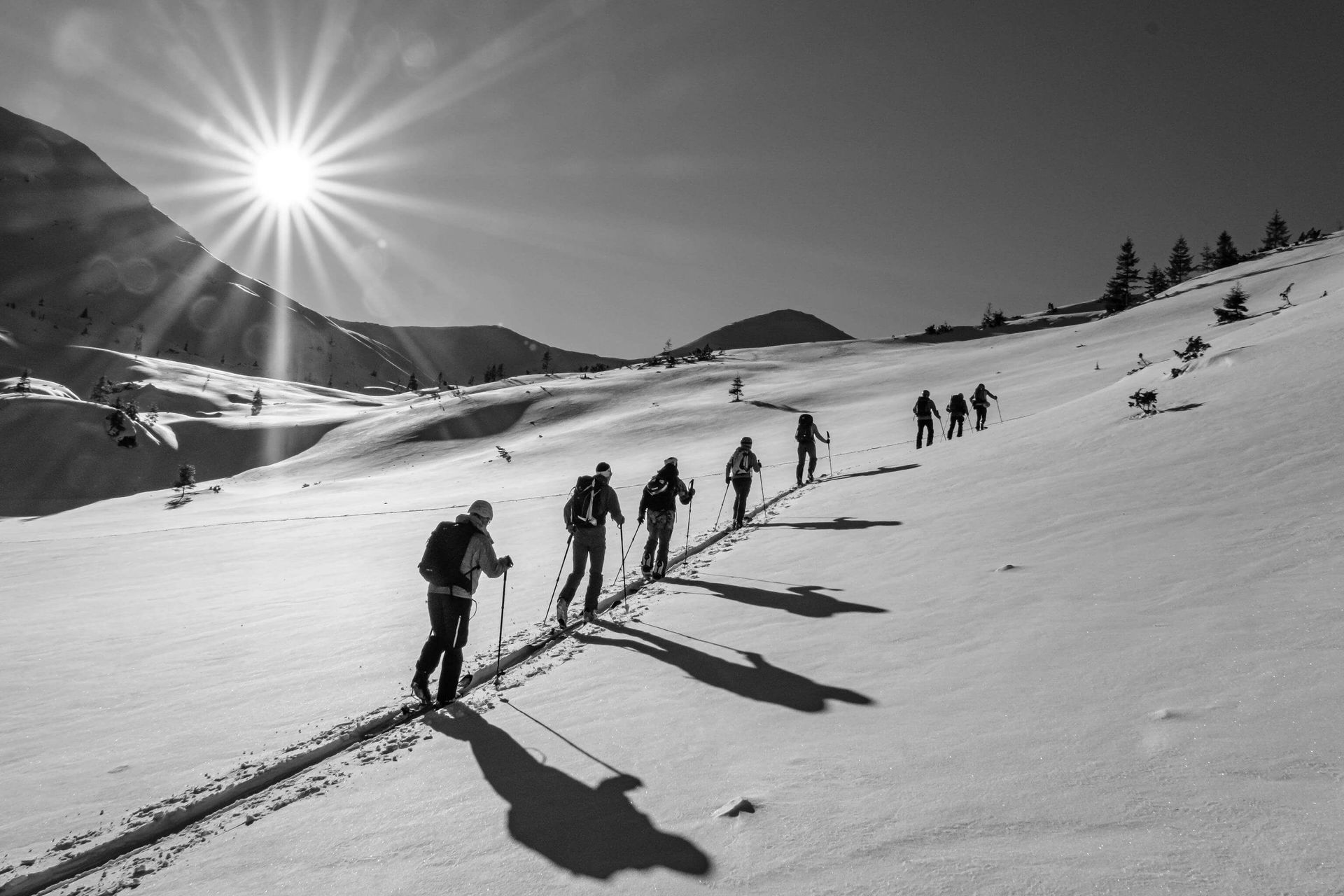 hiking up mountain