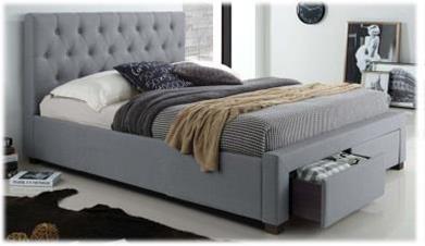 upholstered bed in grey colour