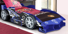 kids bed - blue racing car