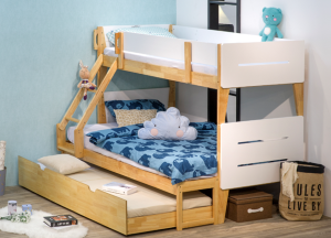white bunk bed and trundle for kids