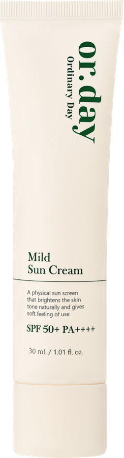 防曬管，白底綠字。 「溫和防曬霜」SPF50+ PA++++。