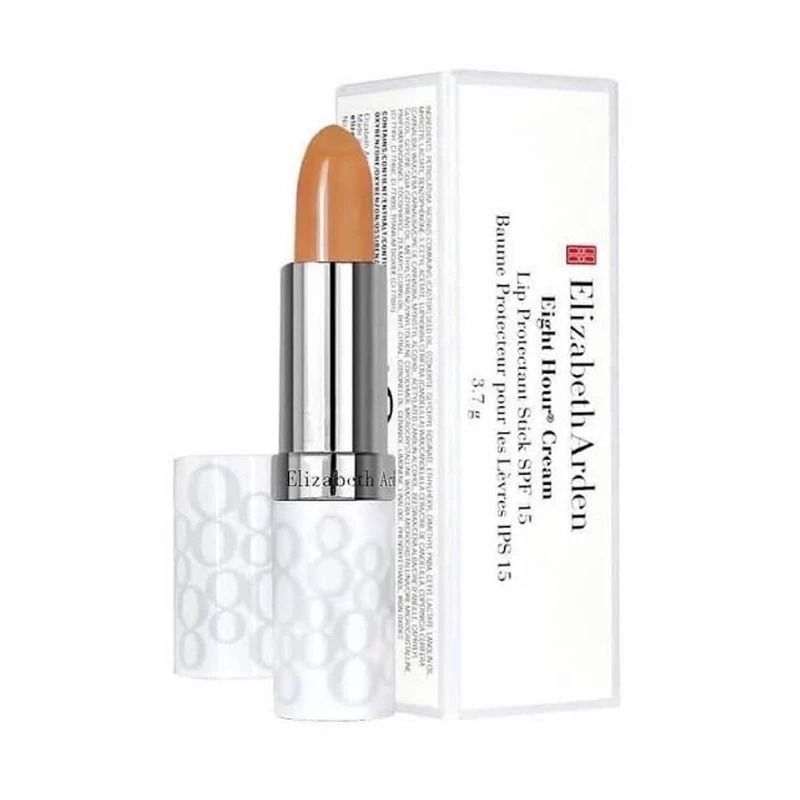伊莉莎白雅頓八小時潤唇膏，SPF 15，白色盒子包裝。