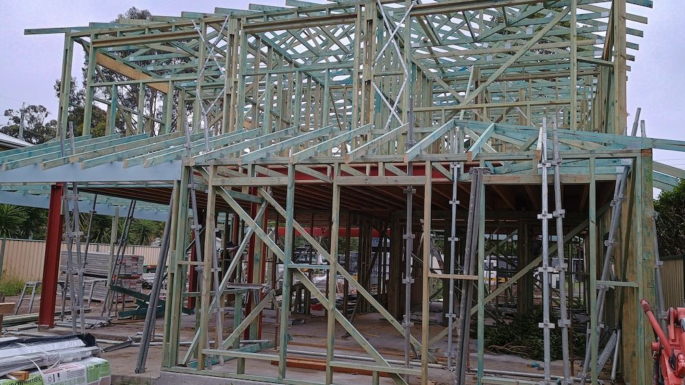 Wooden Framework of a Two-story House