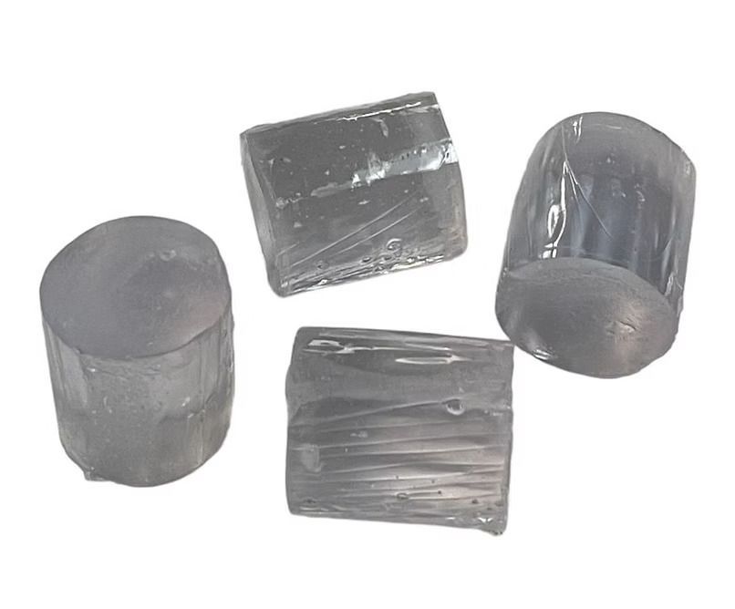 A group of crystals in different shapes on a white background
