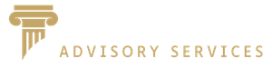 Advisory Services logo with gold column icon and gold text on white background