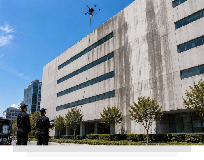 a drone and its operators