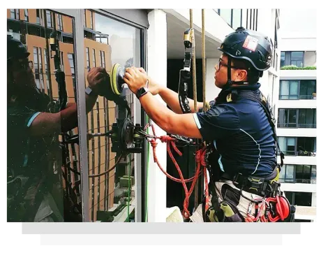 high-rise glass polishing technician