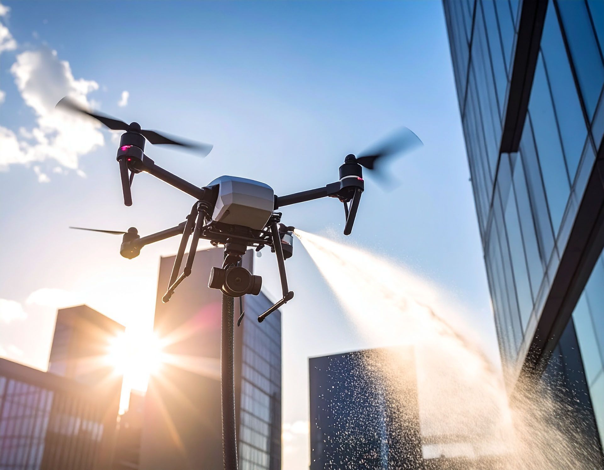 drone for high-rise washing and cleaning