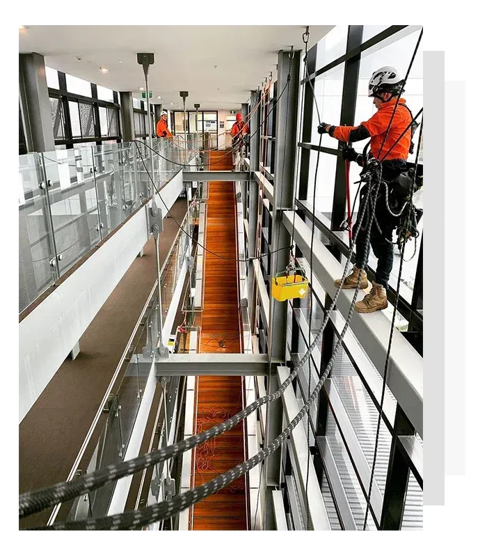 Difficult Access Services' rope access technicians at work
