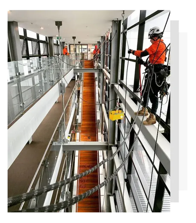 Difficult Access Services' rope access technicians at work