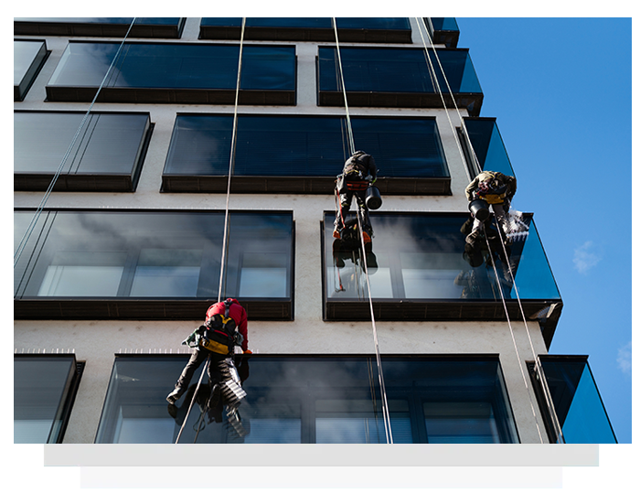 Installing bird deterrent on a high rise