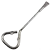 A metallic animal restraint pole with a looped cable at one end and a handle at the other.