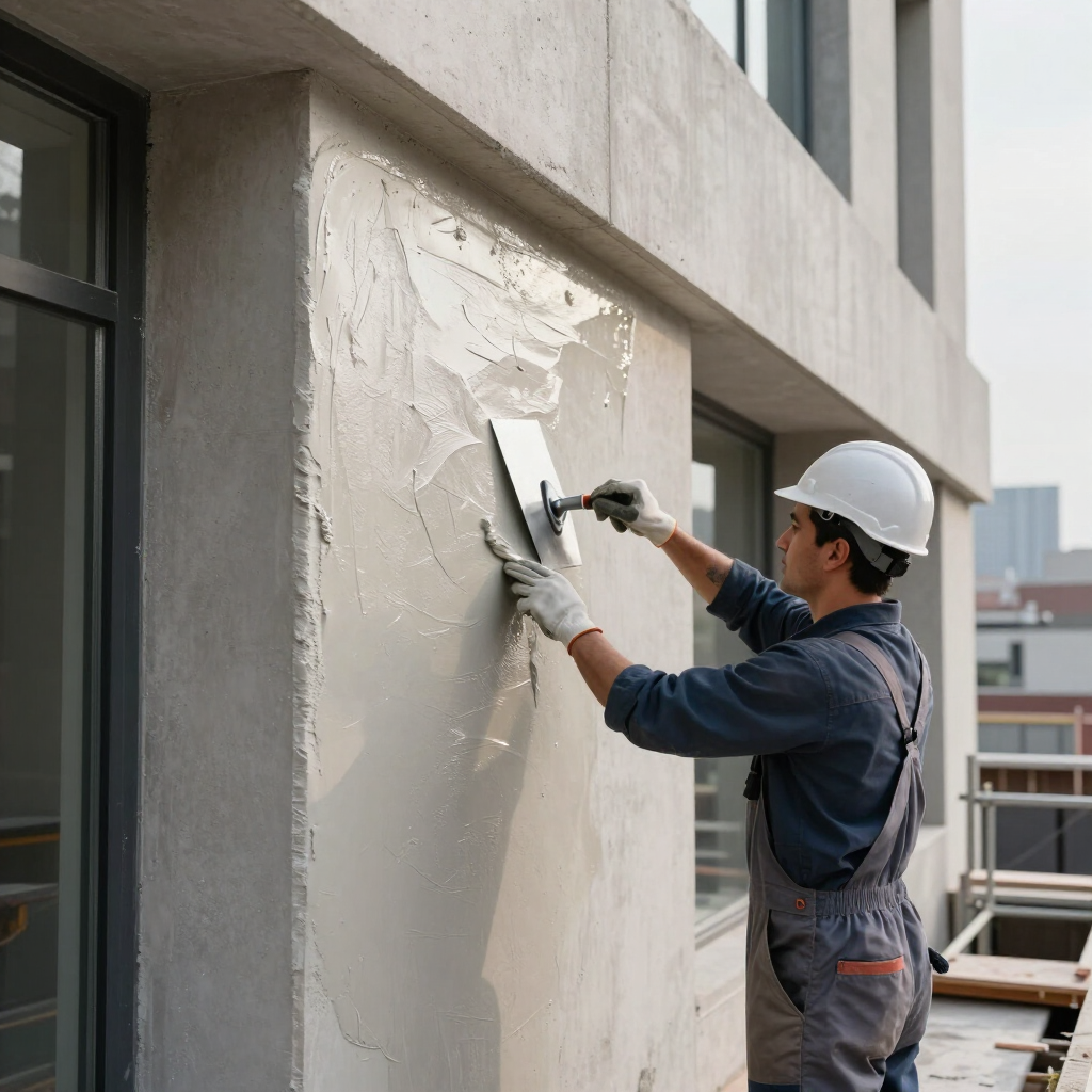 Aplicación de acabado decorativo en fachada con microcemento en Lima