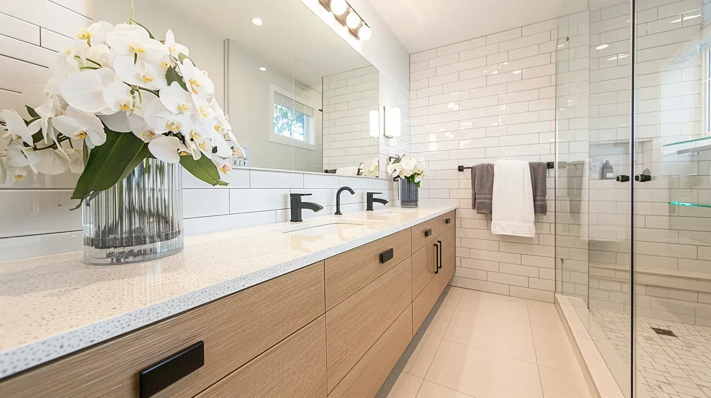 Vancouver BC bathroom remodeling experts performing electrical panel upgrades for smart mirror integration. Waterproof cement board ensures moisture resistance behind tile. Built to inspection-ready standards.
Bathroom renovation Vancouver featuring engineered quartz vanity and rainfall shower system installation. Frameless glass panels maximize natural light. Professional craftsmanship guarantees structural reliability.
Vancouver bathroom remodel cost-effective upgrade including LED lighting retrofit and vanity refacing. Waterproof laminate flooring prevents water intrusion. Ideal for mid-range renovation budgets.
Metro Vancouver bathroom renovation with marble floor tile and custom cabinet fabrication. Under-cabinet lighting improves storage visibility. Built for daily wear and high moisture resistance.
Vancouver BC bathroom remodeling including porcelain shower surround and matte black hardware. Smart ventilation fan prevents humidity buildup. Installed by certified and bonded contractors.