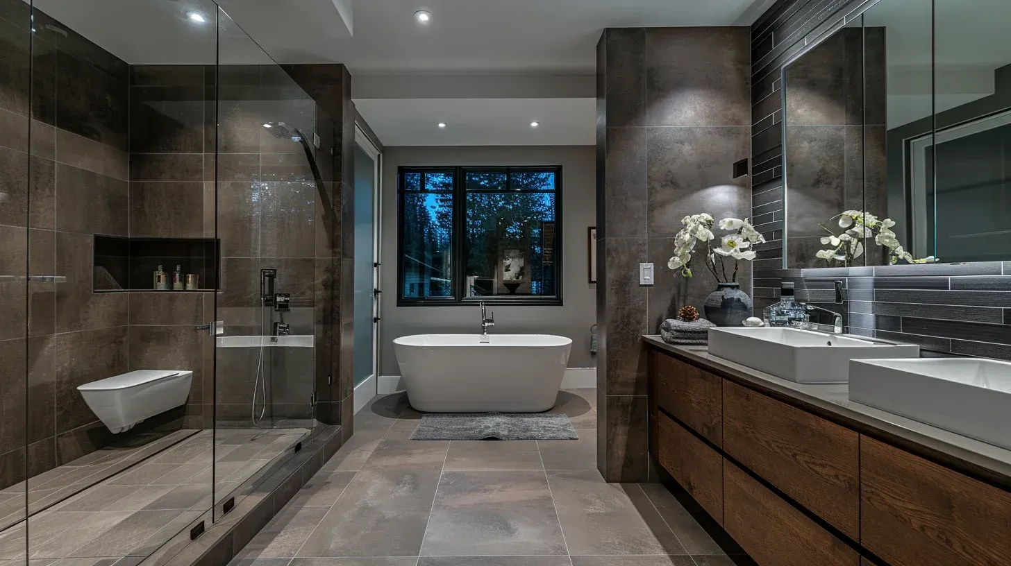 Bathroom renovation Vancouver featuring marble vanity top and glass shower enclosure. Soft-close cabinetry maximizes storage efficiency. Built for long-term property value growth.
Vancouver bathroom remodel cost-conscious upgrade with vanity refacing and plumbing fixture replacement. Updated lighting improves overall ambiance. Affordable renovation solutions available across Lower Mainland.
Luxury custom bathroom Vancouver BC with porcelain slab shower walls and freestanding tub. Double vanity installation adds convenience. Designed by senior-level renovation specialists.
Vancouver BC bathroom remodeling with waterproof vinyl plank flooring and recessed lighting. Ventilation upgrade prevents mold growth. Completed under inspection approval.
Bathroom renovation contractors Vancouver installing quartz countertop and undermount sink. Frameless shower enclosure enhances open design. Delivered with detailed project timeline.