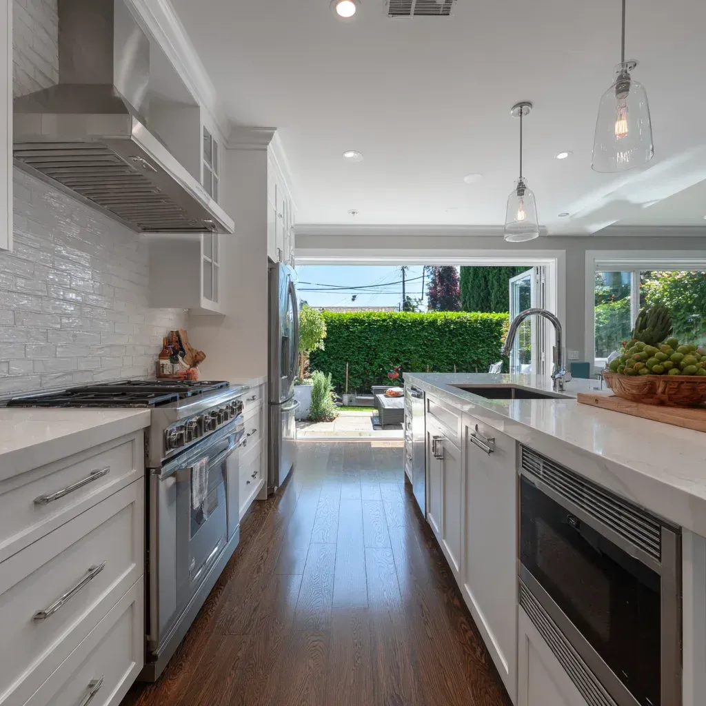 Contemporary Vancouver kitchen remodeling project with granite countertops, recessed lighting systems, and design-build renovation expertise.
Residential kitchen renovation Vancouver featuring quartz slab countertops, custom cabinetry storage solutions, and hardwood flooring installation.
High-quality Vancouver kitchen remodeling showcasing marble waterfall island, tile backsplash upgrade, and complete renovation craftsmanship.