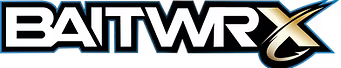 BAITWRX logo in bold white and black text with a gold stylized X on a blue background