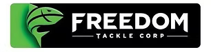 Black and green Freedom Tackle Corp logo with stylized face and leaf on black background