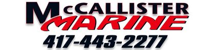 McCallister Marine logo with red and black text and phone number 417-443-2277