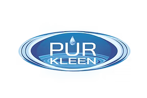 PUR KLEEN blue oval logo with white text and a water droplet icon