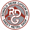 Logo for Ronald Dean Gipson Inc. sheet metal shop. Circular design with red and gray tones; features "RDG" initials.