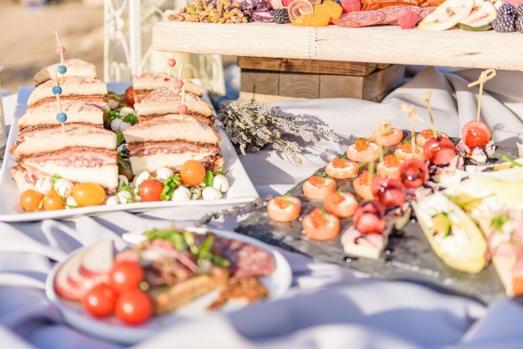 There are many different types of food on the table.